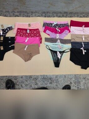 Victoria Secret PINK Assorted Styles Colors Panties Size Large Lot of 20